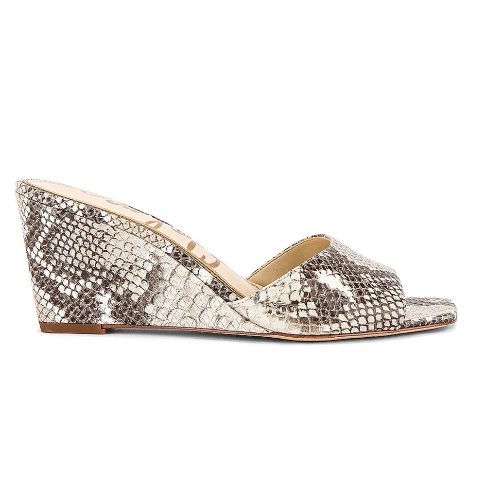 Sam Edelman Tesma Snake Print Leather Wedge Sandals